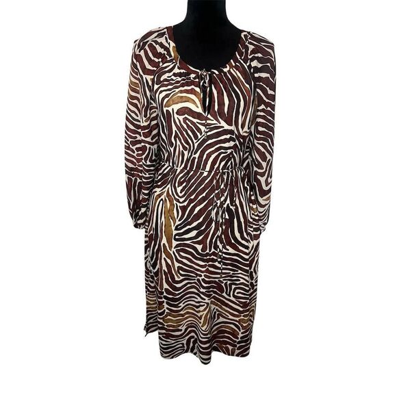 NWT TOMMY BAHAMA FUN ZEN ZEBRA PRINTED MIDI DRESS BROWN/TAN WOMENS SIZE SMALL - Picture 5 of 13